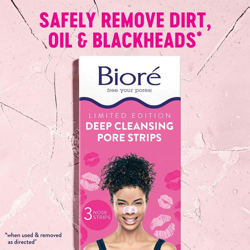 Bioré Skincare Tiktok-Only Kiss Pore Strips Bundle, Blackhead Removal Nose Strips, Instant Pore Unclogging, Springtok, 3 Pack (9 Strips)