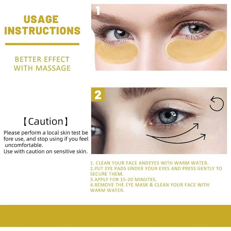 24K Gold Moisturizing Eye Mask, 60Pcs/Set Tightening and Lifting Eye Patches, Hydrating Brightening & Firming Eye Sticker, Beauty & Personal Eye Care Product, Skincare Products Skincare Set, Fall Gift Smooth Wrinkle