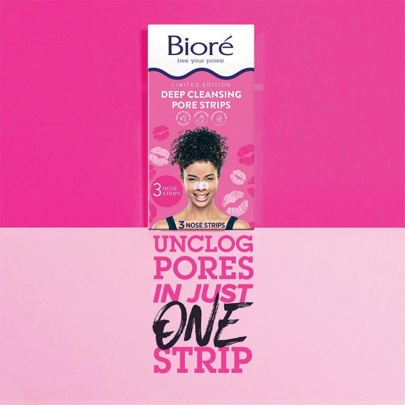 Bioré Skincare Tiktok-Only Kiss Pore Strips Bundle, Blackhead Removal Nose Strips, Instant Pore Unclogging, Springtok, 3 Pack (9 Strips)