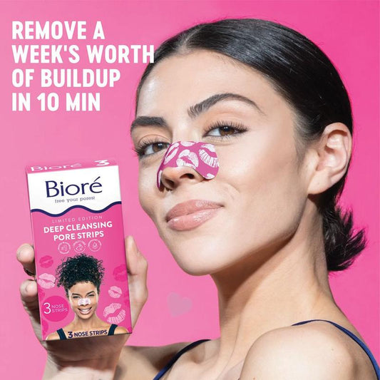 Bioré Skincare Tiktok-Only Kiss Pore Strips Bundle, Blackhead Removal Nose Strips, Instant Pore Unclogging, Springtok, 3 Pack (9 Strips)