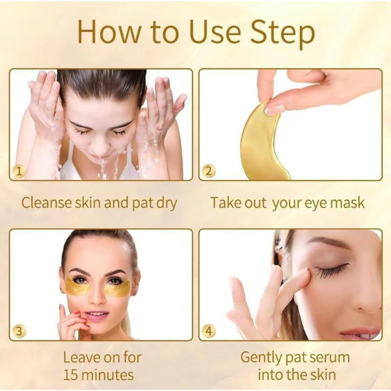 24K Gold Moisturizing Eye Mask, 60Pcs/Set Tightening and Lifting Eye Patches, Hydrating Brightening & Firming Eye Sticker, Beauty & Personal Eye Care Product, Skincare Products Skincare Set, Fall Gift Smooth Wrinkle